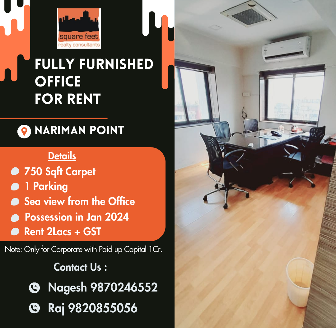 Furnished Office for Lease at Nariman Point @2Lakhs